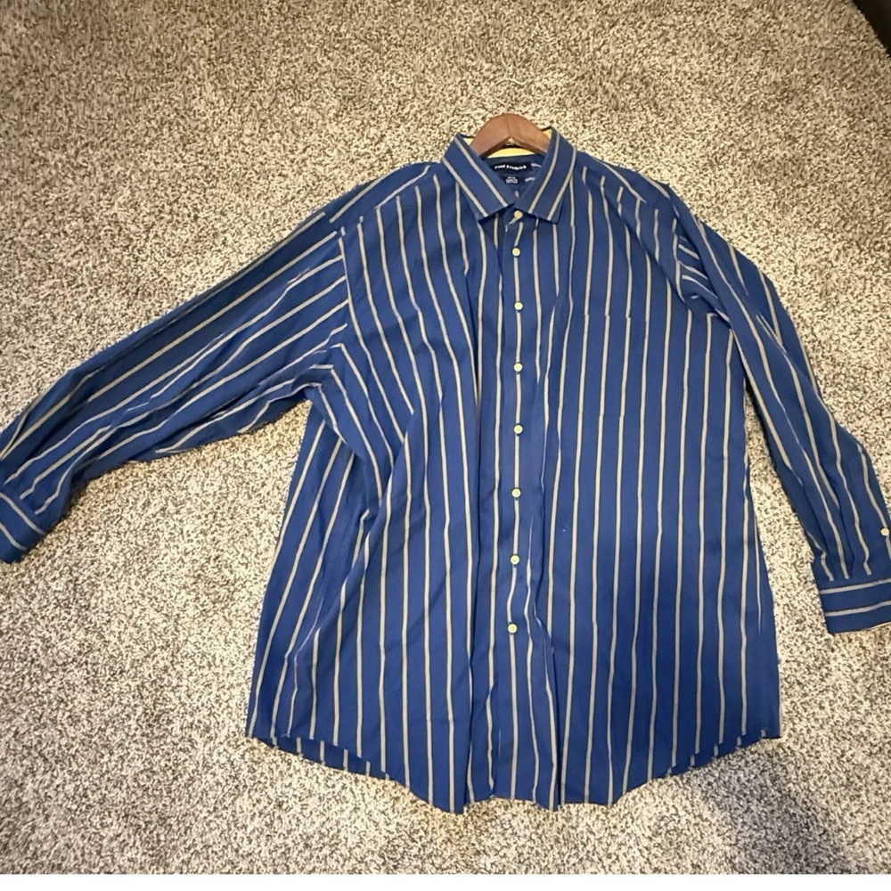 Paul Fredrick Navy and Gold Striped Shirt